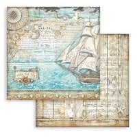Stamperia - Songs Of The Sea Collection - 12 x 12 Double Sided Paper - Sailing Ship