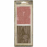 Sizzix - Tim Holtz - Texture Fades - Alterations Collection - Embossing Folders - Bricked and Woodgrain Set