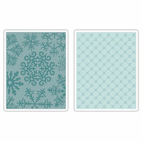 Sizzix - BasicGrey - Textured Impressions - Figgy Pudding Collection - Embossing Folders - Flower and Snowflakes Set