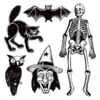 Sizzix - Tim Holtz - Alterations Collection - Framelits Die and Repositionable Rubber Stamp Set - Retro Halloween