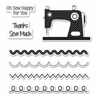Sizzix - Jillibean Soup - Framelits Die and Clear Acrylic Stamps - Sew Happy