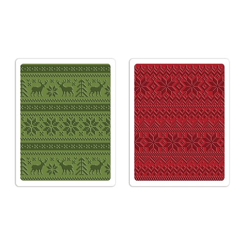 Sizzix - Tim Holtz - Alterations Collection - Christmas - Texture Fades - Embossing Folders - Holiday Knit Set