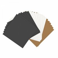 Sizzix - Paper Leather Sheets - 6 x 6 - Assorted Basics - 20 pack - Black, Tan and White