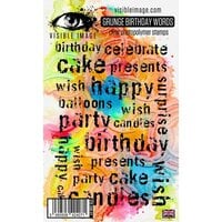 Visible Image - Clear Photopolymer Stamps - Grunge Birthday Words