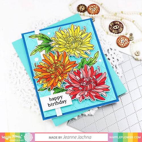 Waffle Flower Crafts - Clear Photopolymer Stamps - Chrysanthemums -  November Birth Flower
