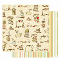 Websters Pages - Lullaby Lane Collection - 12 x 12 Double Sided Paper - Puppydogs and Pigtails