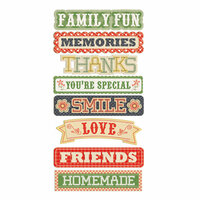 We R Memory Keepers - Family Keepsake Collection - Self Adhesive Layered Chipboard with Glitter Accents - Words